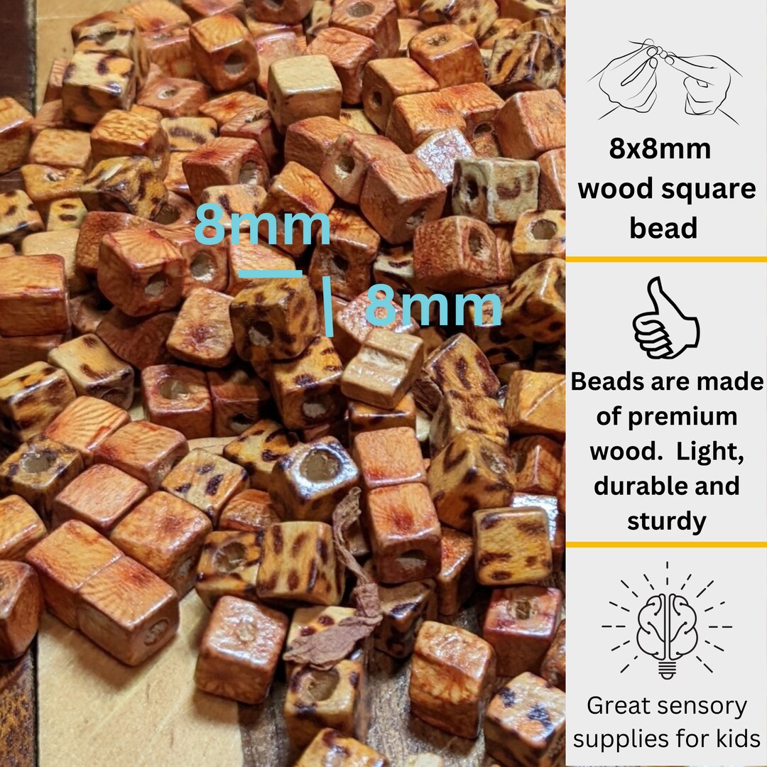 NUOBESTY 50pcs Wood Beads With Face Pattern - Bulk Craft Beads For Jewelry Making, Bracelets, DIY